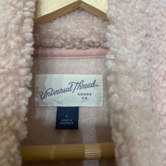Universal Thread Womens Sherpa Quarter Zip Fleece Pullover Colorblock Pink L - Picture 3 of 5